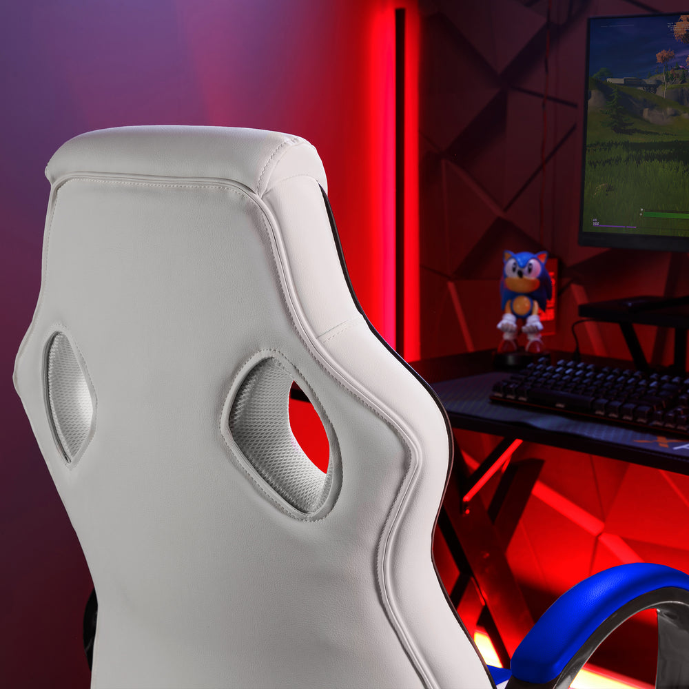 Maverick Ergonomic Office Gaming Chair - White/Blue