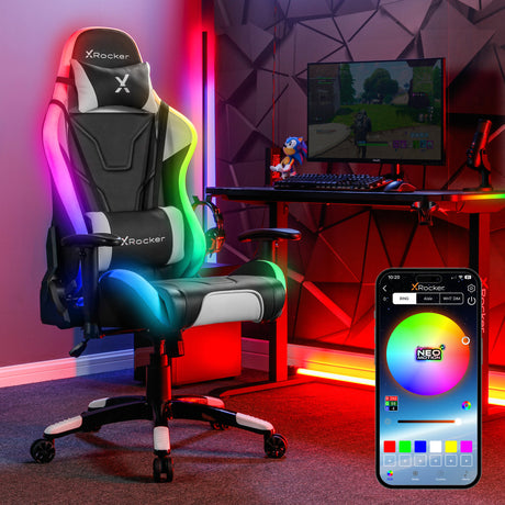 X Rocker Bravo RVB Chaise de jeu pour PC avec éclairage LED Neo Motion,  chaise de bureau ergonomique à dossier haut, siège réglable en pivotant,  similicuir PU – Noir : : Cuisine