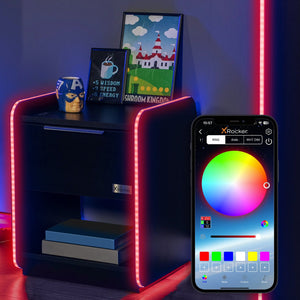 Electra Bedside Table with Wireless Charging and App Controlled LED Lights - Black