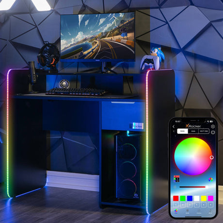 X Rocker I Cosmos RGB Lit double Gaming I Neo Motion LED I Lit à lattes en  bois dur I Tête de lit en similicuir I Noir : : Maison