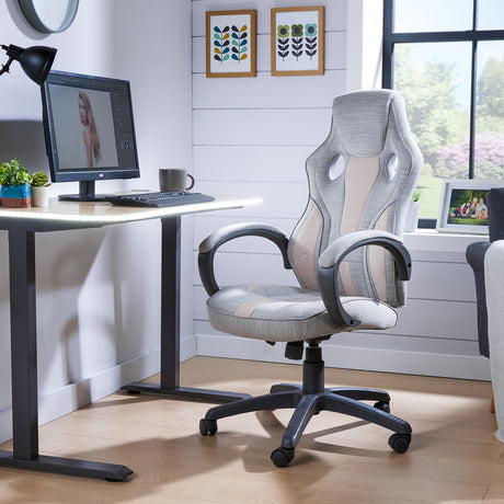 Maverick Fabric Office Gaming Chair - Dove Grey / Blush