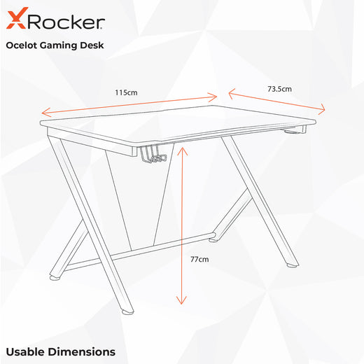 X Rocker Gamingtisch Ocelot Aluminium Carbon Gaming Tisch Headset  Becherhalter