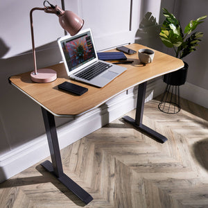 Oka Office Desk with LED Lights & Wireless Charging - Oak Effect