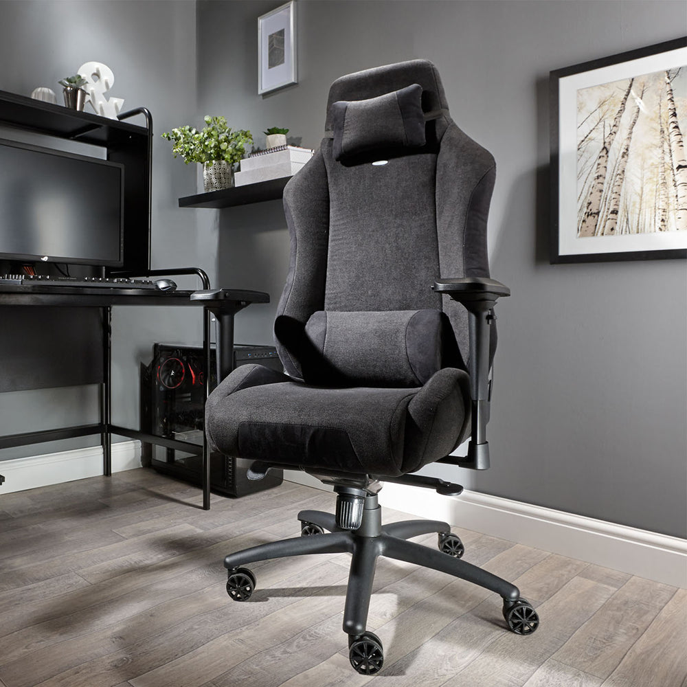 X Rocker Black Fabric Office Chair in a Home Office Room Setting