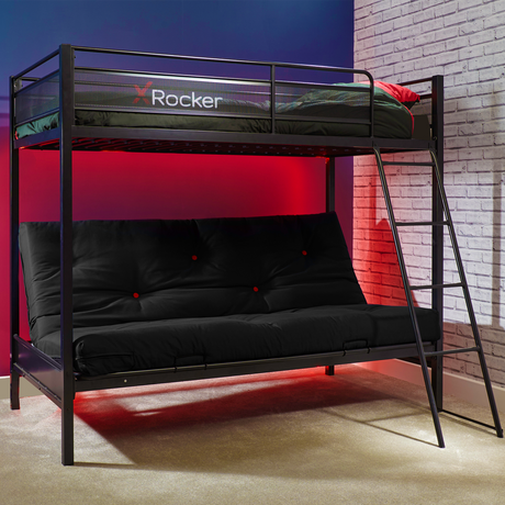Stronghold Gaming Triple Bunk Bed with Futon Cushion