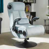 Deluxe 4.1 Multi-Media Gaming Chair with Vibration - Silver Grey Fabric