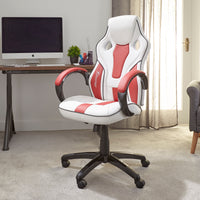 Maverick Ergonomic Office Gaming Chair- White/Red