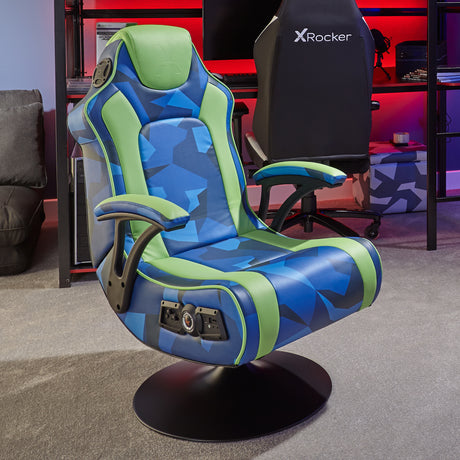 Geo Camo 2.1 Audio Gaming Chair with Vibration - Blue