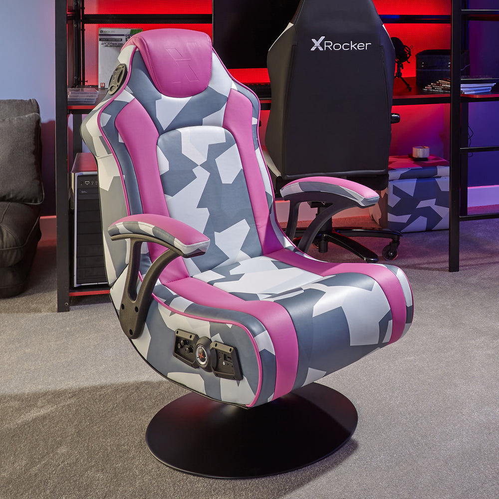 Geo Camo 2.1 Audio Gaming Chair with Vibration - Pink