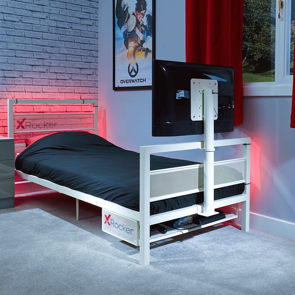 Basecamp Single TV Gaming Bed - White
