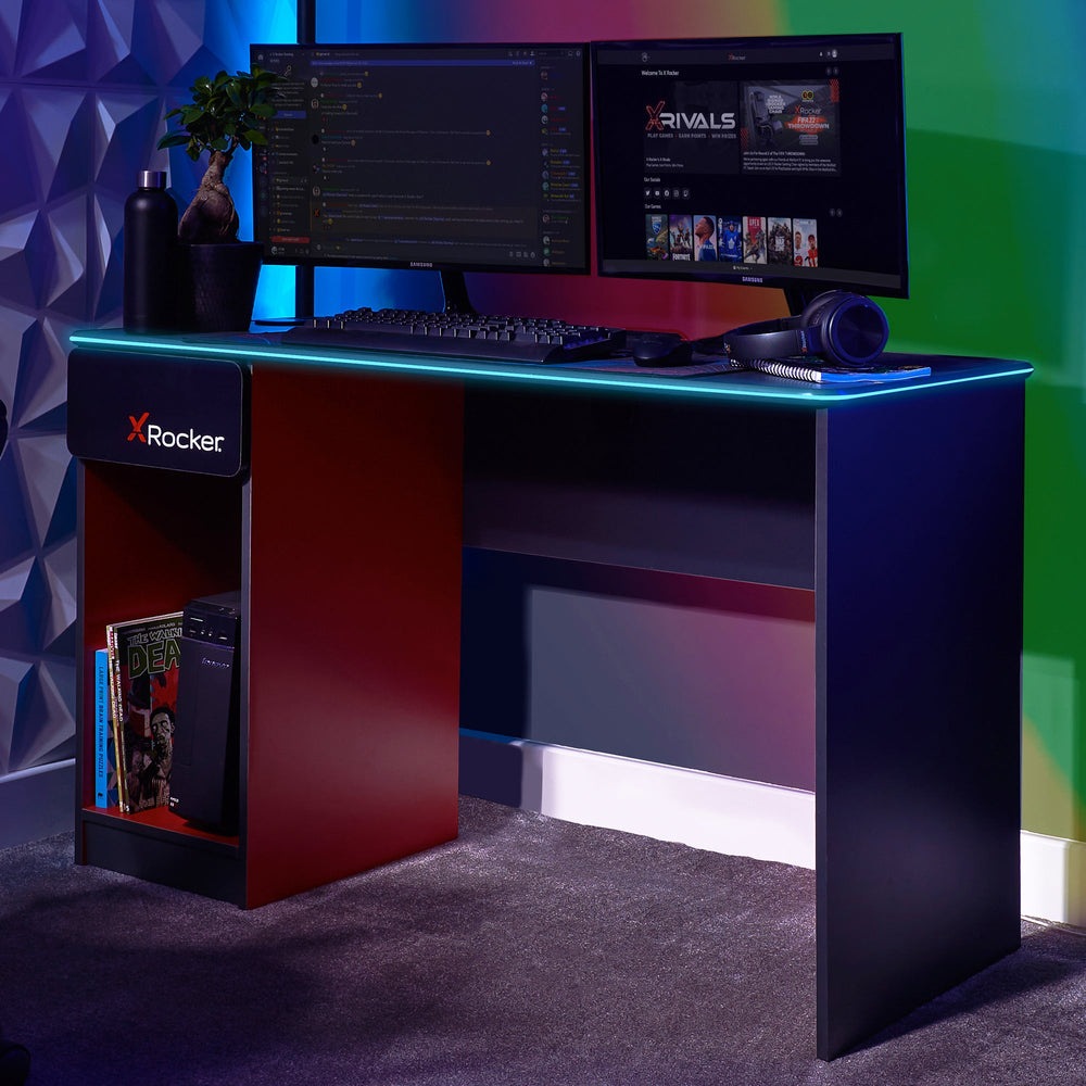 Gaming Desks | Carbon-Tek Pc Gaming Desk Rgb & Wireless Charging