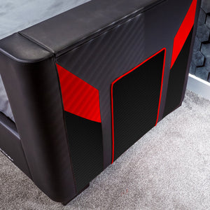 Cerberus Side-Lift Ottoman TV Gaming Bed - Carbon Red (3 Sizes)