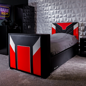 Cerberus Side-Lift Ottoman TV Gaming Bed - Red (3 Sizes)