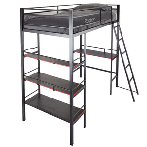 Fortress Gaming High Sleeper Bed with Shelves & Desk