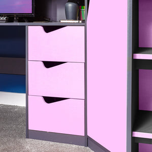 Hideout Gaming High Sleeper Bed with Storage - Pink