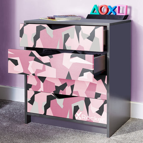 Hideout Camo Chest of 4 Drawers - Pink