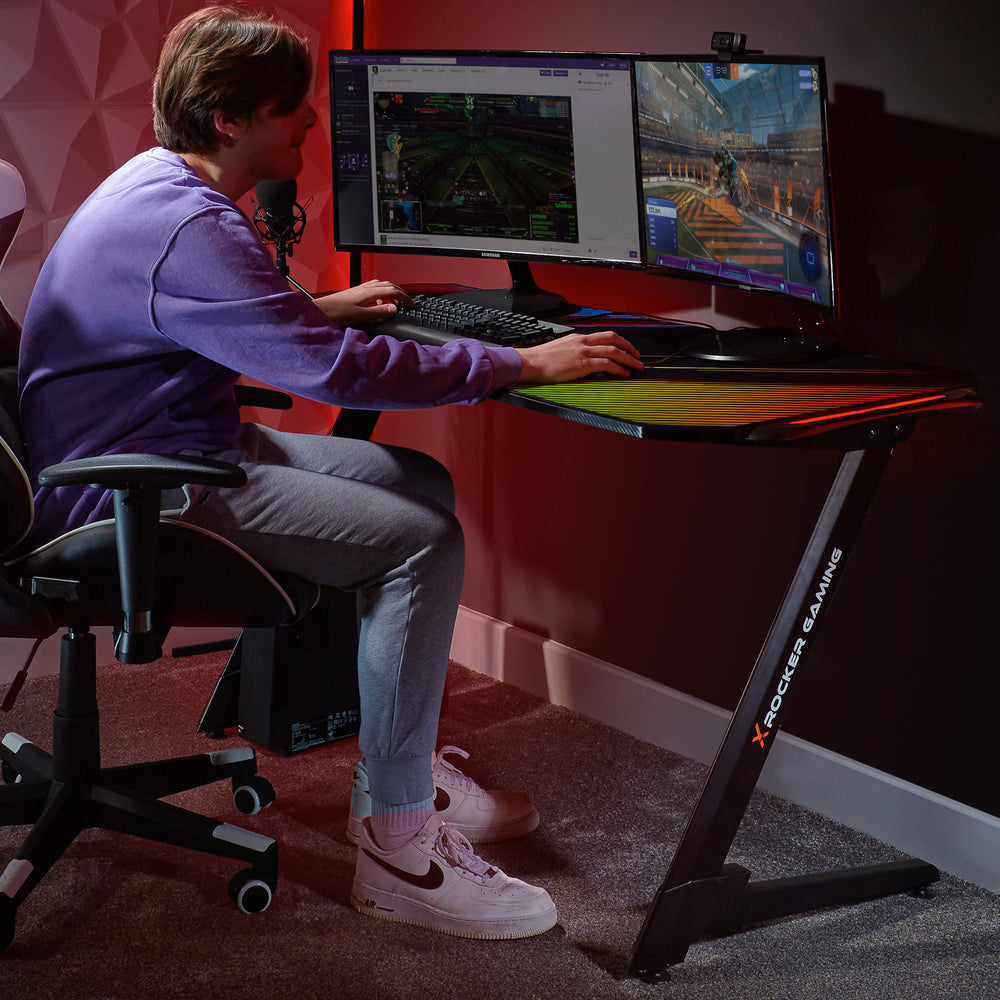 Gaming Desks  JAGUAR RGB Gaming Desk with Sound Reactive LED Lighting