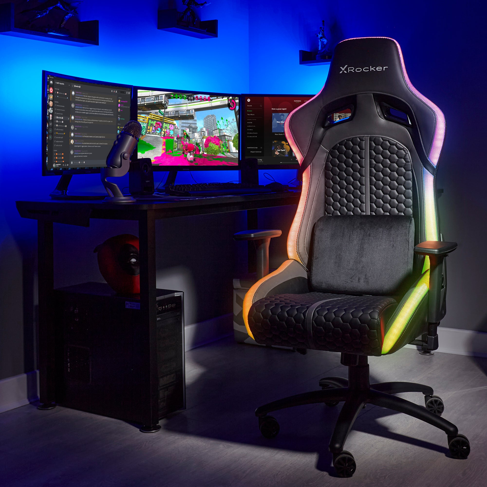 Baglæns Manifest lommetørklæde Gaming Chairs | STINGER RGB Ergonomic Gaming Chair - BLACK
