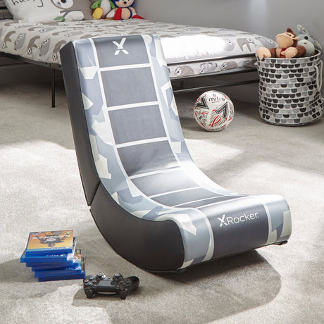 Video Rocker Floor Gaming Chair - Camo - Grey