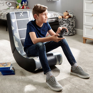 Video Rocker Floor Gaming Chair - Camo - Grey